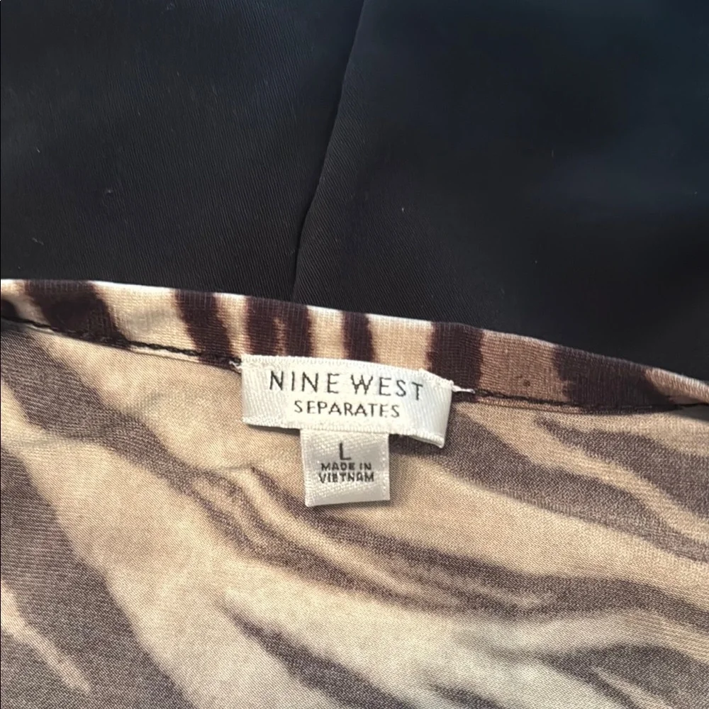 Nine West Brown Ruffled Buttoned Blouse - Picture 2 of 9